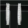 Image 2 : NEW 14k White Gold 0.33 ctw Round Pave Diamond 15.7mm Medium Huggie Hoop Earring