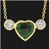 Image 4 : NEW 18k Gold 2.42 ctw GIA Bezel Heart Emerald & Diamond Pendant Chain Necklace