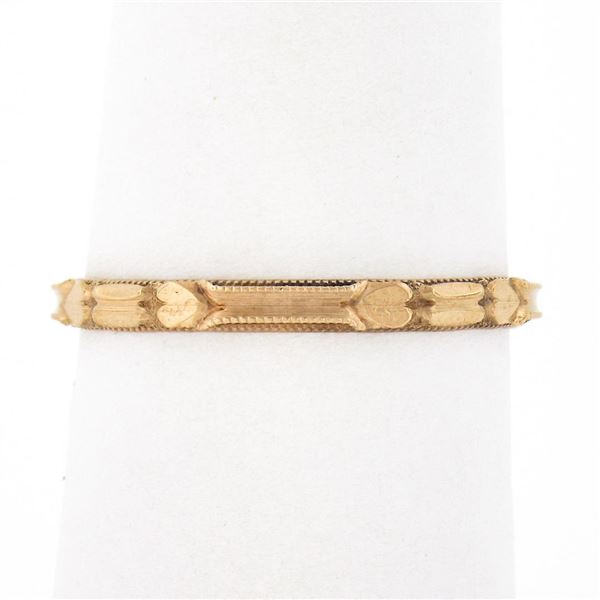 Antique 10k Yellow Gold Detailed Heart & Mil grain Work Eternity Stack Band Ring