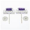 Image 4 : Unique 18k Gold 4.6 ctw Cushion Amethyst Channel Diamond Halo Square Stud Earrin
