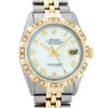 Image 1 : Rolex Mens Two Tone White Roman Pyramid Diamond Bezel Datejust Wristwatch 36MM