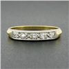 Image 2 : Antique 14k Yellow Gold w/ Palladium Top 0.20 ctw Pave Diamond Wedding Band Ring