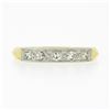 Image 4 : Antique 14k Yellow Gold w/ Palladium Top 0.20 ctw Pave Diamond Wedding Band Ring