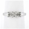 Image 1 : 14k White Gold 0.22 ctw Round Prong Diamond Squared Setting 3 Stone Promise Ring
