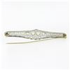 Image 4 : Antique Art Deco Platinum 4.04 ctw Old European Diamond Filigree Bar Pin Brooch