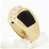 Image 8 : 14K Yellow Gold .12 ctw Pave Diamond Black Onyx Sides Polished Wide Dome Band Ri