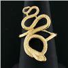 Image 2 : Vintage 14k Yellow Gold Textured Detailed Coiled Snake Statement Wrap Band Ring