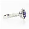 Image 5 : 14K White Gold 4.1 ctw Royal Purple Amethyst Solitaire w/ Round Diamond Halo Rin
