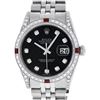 Image 1 : Rolex 36MM Stainless Steel Black Diamond Lugs & Ruby Datejust Wristwatch