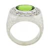 Image 8 : 18k White Gold 4.11 ctw Oval Peridot & Pave Diamond Matte Hammered Cocktail Ring