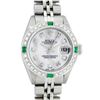 Image 1 : Rolex Ladies Quickset Stainless Steel White Diamond And Emerald 26MM Datejust Wr