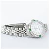 Image 4 : Rolex Ladies Quickset Stainless Steel White Diamond And Emerald 26MM Datejust Wr