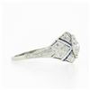 Image 6 : Antique Platinum 1.08 ctw GIA European Diamond Solitaire Sapphire Engagement Rin