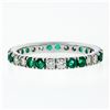 Image 7 : 14K White Gold 1.40 ctw Round Shared Prong Diamond & Emerald Eternity Band Ring