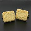 Image 1 : Vintage Tiffany & Co. Mens 18k Two Tone Gold Woven Textured Platter Cuff Links