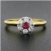 Image 8 : Vintage Jabel 18k Gold 0.40 ctw Round Brilliant Red Ruby w/ Diamond Halo Ring