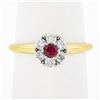 Image 9 : Vintage Jabel 18k Gold 0.40 ctw Round Brilliant Red Ruby w/ Diamond Halo Ring