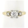 Image 1 : Antique 14k Gold & Palladium 0.60 ctw Old Diamond Squared Setting Engagement Rin
