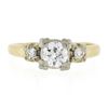 Image 4 : Antique 14k Gold & Palladium 0.60 ctw Old Diamond Squared Setting Engagement Rin
