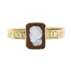 Image 4 : Antique Victorian 10k Gold Petite Bezel Set Rectangular Carved Agate Cameo Ring