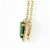 Image 5 : NEW 14K Yellow Gold 0.75 ctw Heart Cut Emerald w/ Diamond Halo Pendant & Chain
