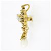 Image 4 : Vintage Victorian Revival 14K Gold Opal Cultured Pearl Dangle Brooch Pin Pendant