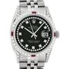 Image 1 : Rolex Mens Stainless Steel Black String Diamond Lugs And Ruby Datejust 36MM