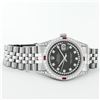 Image 5 : Rolex Mens Stainless Steel Black String Diamond Lugs And Ruby Datejust 36MM