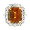 Image 4 : NEW Plat. & 18K Gold 10.7 ctw GIA Vivid Orange Sapphire Diamond Halo Cocktail Ri