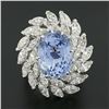 Image 2 : Platinum Handmade GIA Ceylon NO HEAT Oval Sapphire & Marquise Diamond Halo Ring