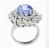 Image 8 : Platinum Handmade GIA Ceylon NO HEAT Oval Sapphire & Marquise Diamond Halo Ring