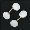 Image 2 : Men's Antique 14k Rosy Yellow Gold & Platinum Mother of Pearl Round Cuff Links