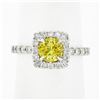 Image 3 : Platinum 1.74 ctw GIA Yellow Sapphire Solitaire w/ Diamond Accents Engagement Ri
