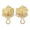 Image 6 : Italian 18k Tricolor Gold 3D Textured Open Work Flower Omega Statement Earrings