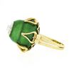 Image 6 : Vintage 18K Gold 0.15 ctw Diamond Cluster Green Enamel Large Prong Domed Tall Ri