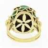 Image 7 : Vintage 18K Gold 0.15 ctw Diamond Cluster Green Enamel Large Prong Domed Tall Ri