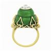Image 8 : Vintage 18K Gold 0.15 ctw Diamond Cluster Green Enamel Large Prong Domed Tall Ri