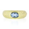 Image 4 : MAZ 14k Yellow Gold Oval Bezel Aquamarine Solitaire Textured Cocktail Band Ring