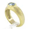 Image 9 : MAZ 14k Yellow Gold Oval Bezel Aquamarine Solitaire Textured Cocktail Band Ring