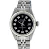 Image 2 : Rolex Ladies Quickset Stainless Steel Black Diamond 26MM Datejust Wristwatch