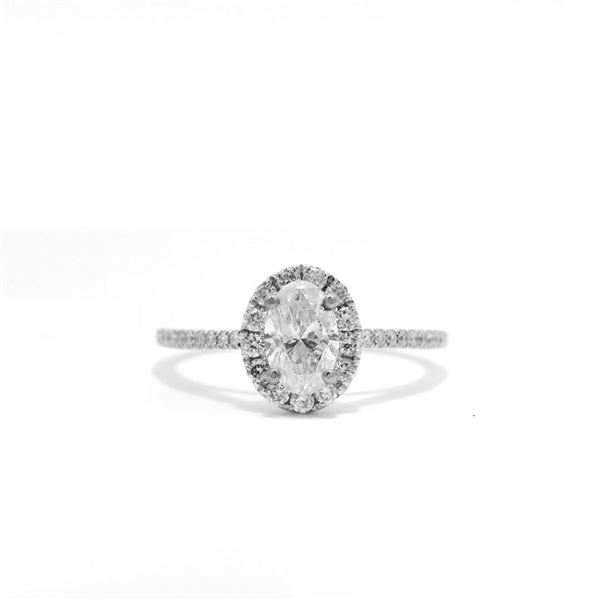 0.74 ctw Diamond Halo Wedding Ring - 14KT White Gold