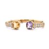 Image 1 : 18KT Yellow Gold 9.26 ctw Amethyst, Citrine & Diamond Flex Bangle Bracelet
