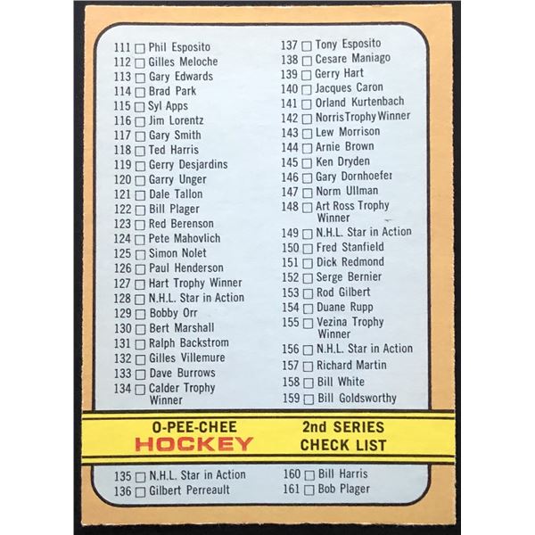 1972-73 O-PEE-CHEE 2nd SERIES CHECKLIST (ERROR CARD)