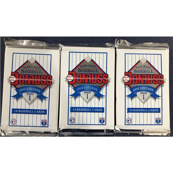 1993 DONRUSS BASEBALL FIRST EDITION - 3 SEALED FOIL PACKS