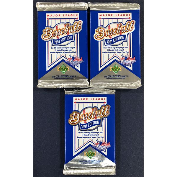 1991 UPPER DECK BASEBALL - 3 FOIL PACKS