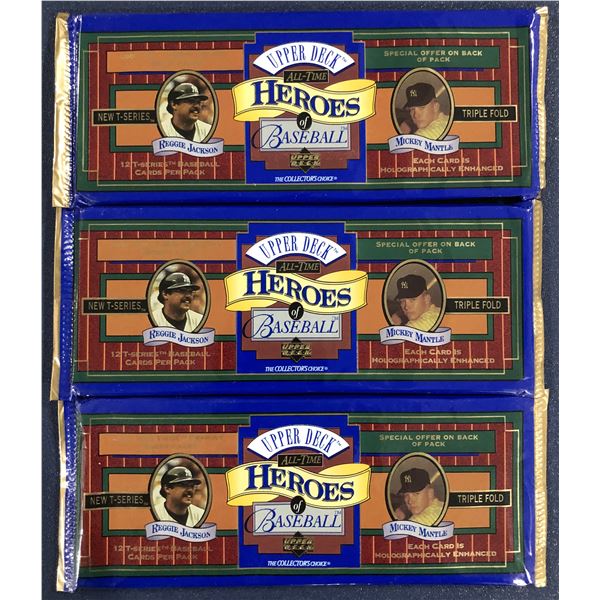 1993 UPPER DECK HEROES OF BASEBALL - 3 FOIL PACKS