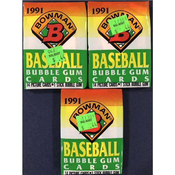 1991 BOWMAN BASEBALL - 3 CELLO PACKS