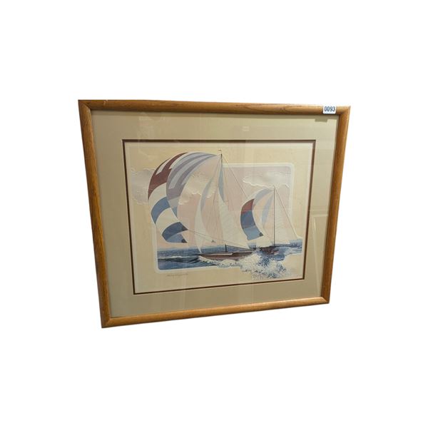 Framed  "Sailing Scene" painting signed by artist Harry Wysocki - approx 28.5 inch x 24.5 inch from 