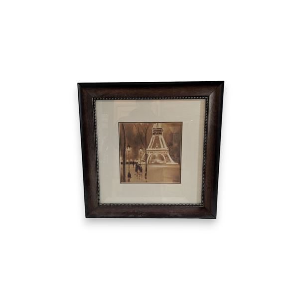 Framed "Eiffel Tower" painting signed by artist Yunelli - approx. 25.5 inch x 25.5 inch from estate