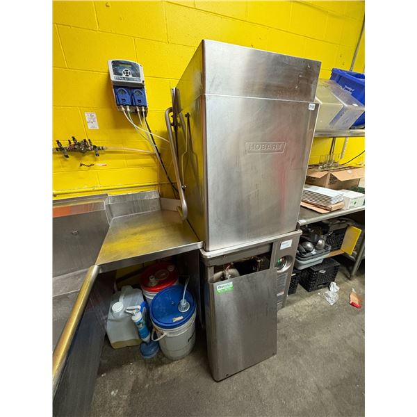 Hobart Model AM15T stand up low tall temperature door type commercial dishwasher with Dema Titan II 